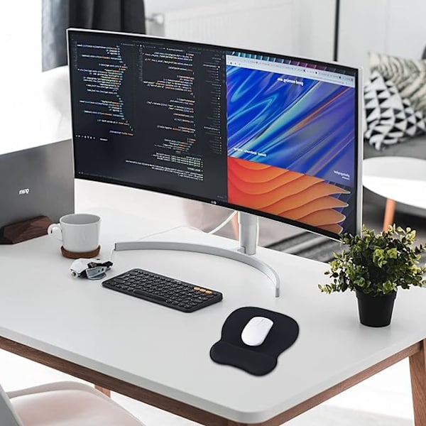 Musematte med ergonomisk håndleddstøtte, 4 mm musematte med minnefoam