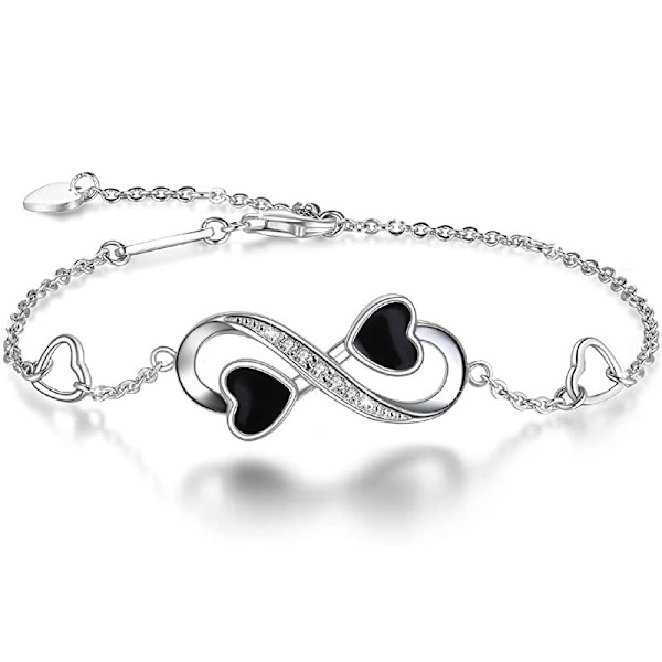 /#/(Sølv) Infinity Love Armbånd til kvinder, 925 Sterling Sølv Char/#/
