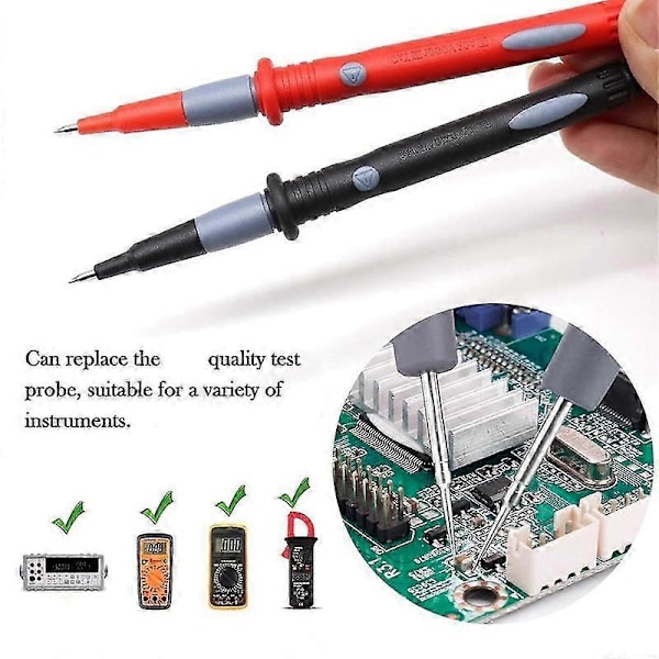 22 stk. multimeter testledningssett, testledninger med bakprober, multimeterprober, testledninger med krokodilleklemmer, prober