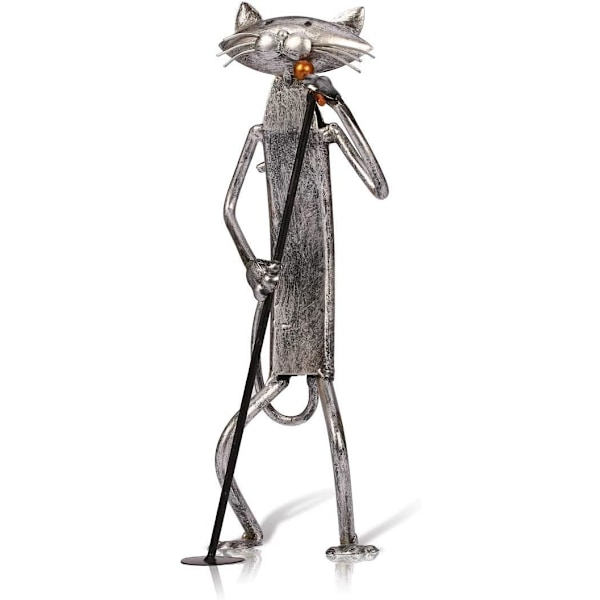 Musik katt metallskulptur järnstaty handgjord hantverk