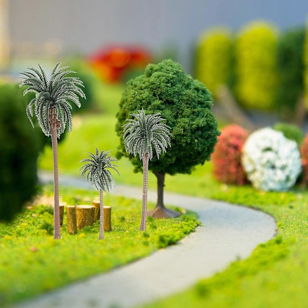 10 stk. Rainforest Plastik Palme Træ Model Layout Rekvisitter Tropisk Landskab DIY Håndlavet Materiale Mini Kokospalme Model Grøn (16CM, 13CM, 10CM, 8CM, 7C