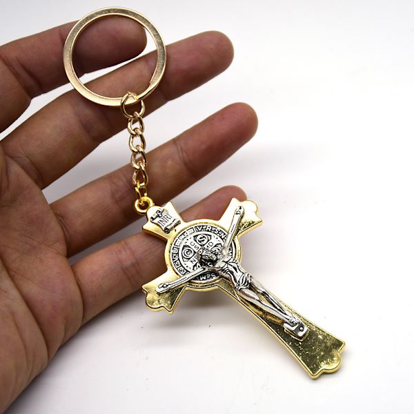 #Sankt Benedictus Skyddande Medalj Kors Metall Nyckelring Tro Nyckelring Från Jerusalem Skyddande Benedictus Charm#