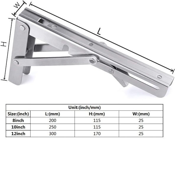 *300 mm Foldbar Konsol, Rustfrit Stål Foldbar Konsol, Wa*