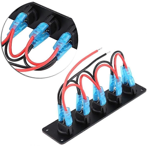 Vippströmbrytare, 12V-24V 5-vägs Röd LED Ljusströmbrytarpanel