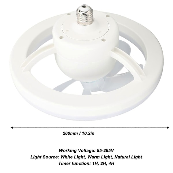 LED Loftventilator 48W E26 E27 Fjernbetjening Hastighed Lysstyrke Farvetemperatur Justerbar Timer Ventilator Lys til Kontor Soveværelse Køkken AC85V265V