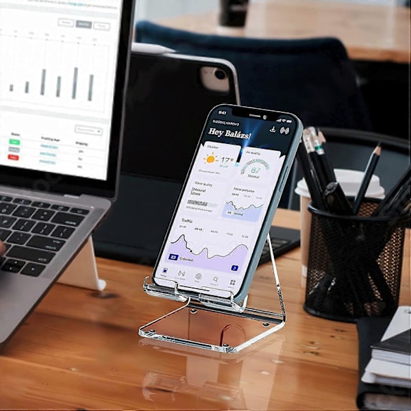 Akryl Mobiltelefonställ, Portabelt Genomskinligt Telefonställ för Skrivbord, Kompatibelt med Phone15 14 13 Pro Max Mini 12 11 Plus SE, Switch, Android Smartphone, P