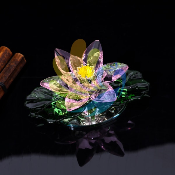 Pink Sparkle Crystal?Hue Reflection Crystal Lotus Flower, Gla