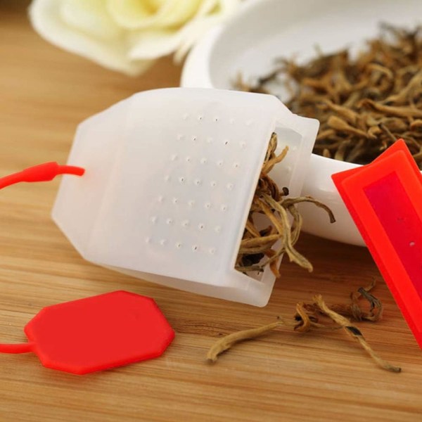 6-pak genanvendelig og sikker silikone te-infuser med langt reb 6 C