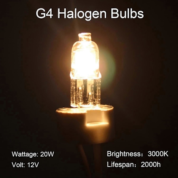 G4 Halogenpærer, 20 W 12 V Kapselpære, G4 Lavvolt Halogenlampe, Varm Hvid 3000K, Dæmpbar, 10 Styk