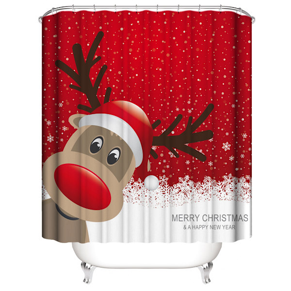 #Juleelg print polyester bruseforhæng, 180*180CM#