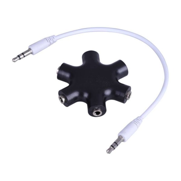 #Splitter Jack | Fordeler for 3,5 mm jack-kontakter med 6 kontakter | Kabel inkludert for tilkobling til lydkilde#