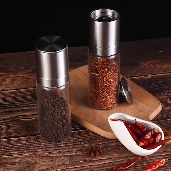 #2-pack Pepparkvarnset Pepparkvarn Saltkvarnset 2-pack Justerbara Kvarnar Justerbar Kryddkvarn för Grovt Salt Hemkök Present#