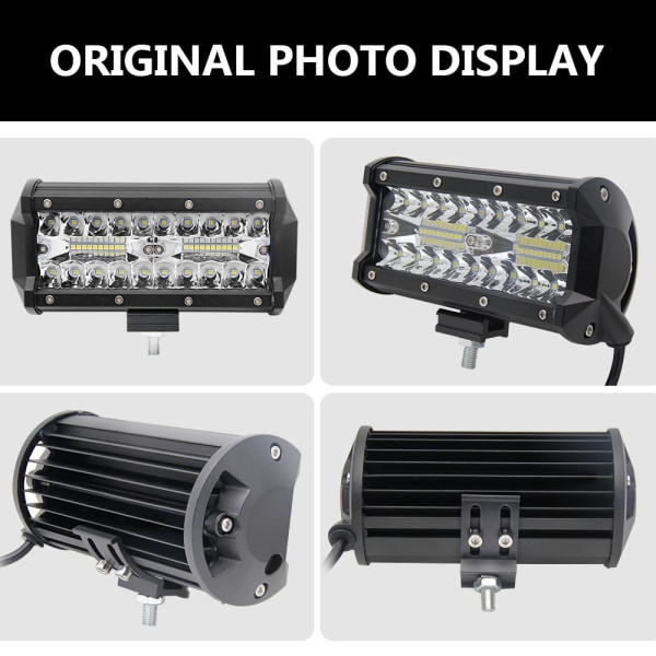 120W LED-ljusramp tre rader 7 tum arbetslampor