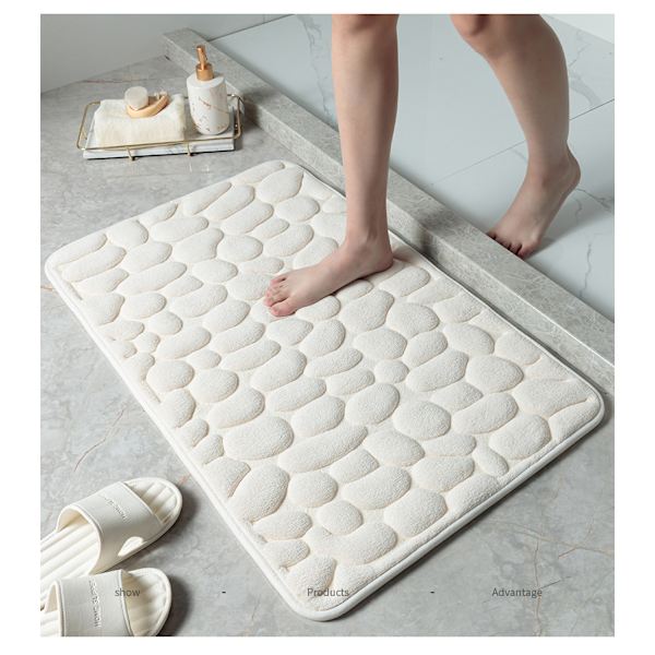 Beige 40*60cm Halkskyddande Skumbadmatta, Absorberande Maskintvättbar