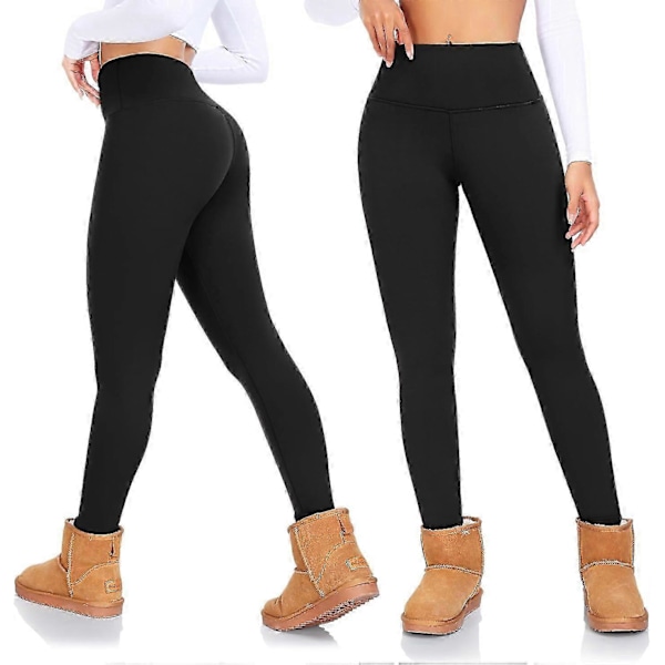 Termiske leggings til kvinder, højtaljede fleeceforede leggings, tykke, varme vinterleggings med pels
