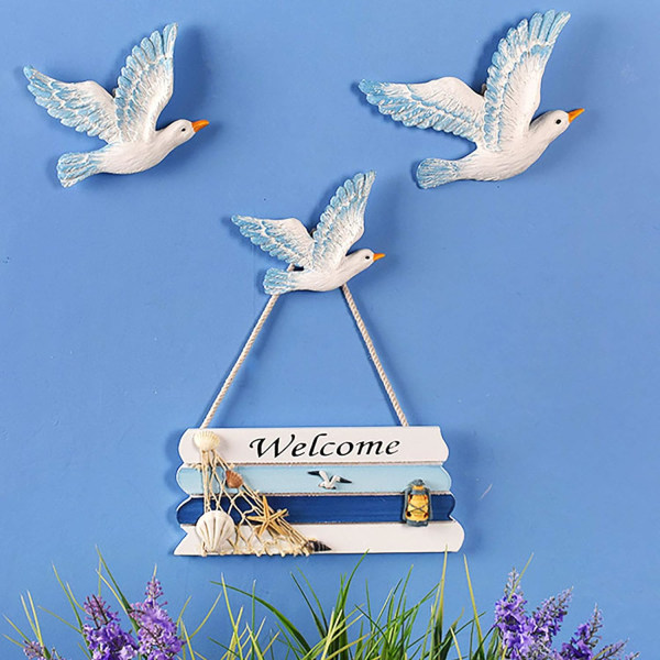 Medelhavet Nautical Wooden Welcome Sign, Beach Style Welc
