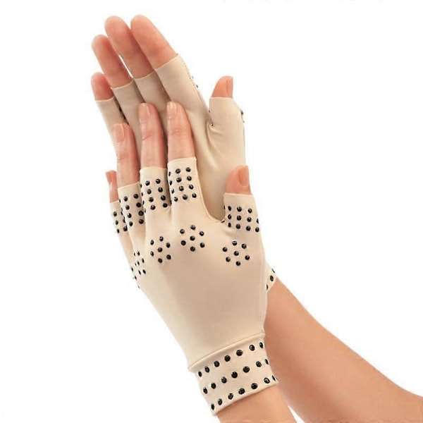 1 Par Artritt Magnetterapi Hansker Smertelindring Halv Finger Kompresjonshansker, 20*15cm