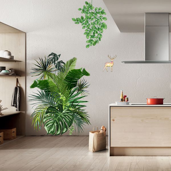 *Nordisk stil blomster og grønne planter skildpadde rygblad hjort creat*