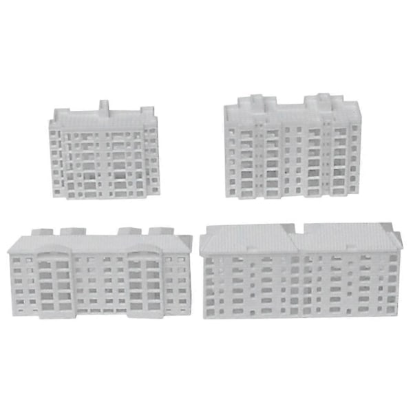 4 stk. Miniatyr Leilighetsbygg Modell Mikrolandskap Layout Rekvisitt Plast Liten Bygning