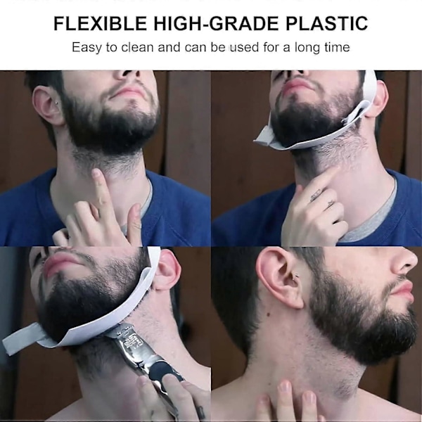 Skäggformare för män, plast, mustasch, halslinje, trimningsguide, skäggformningsverktyg, halslinjemall, hårlinjemall, mustaschkant