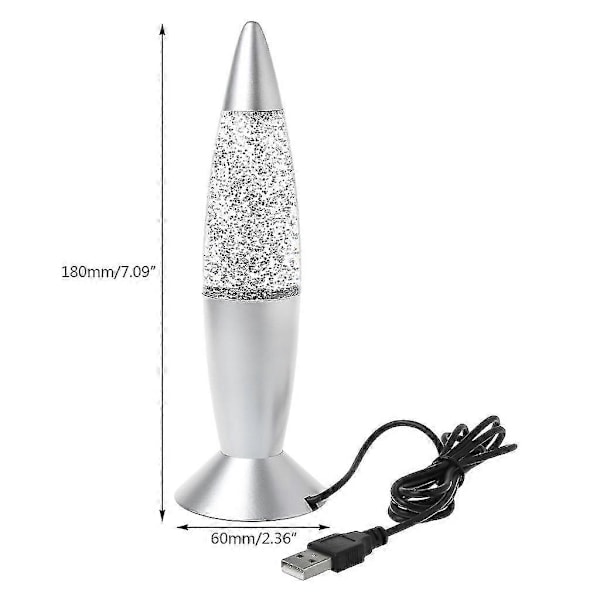 3D Raket Multi Färgskiftande Lava Lampa RGB LED Glitter Nattlampa Gåva