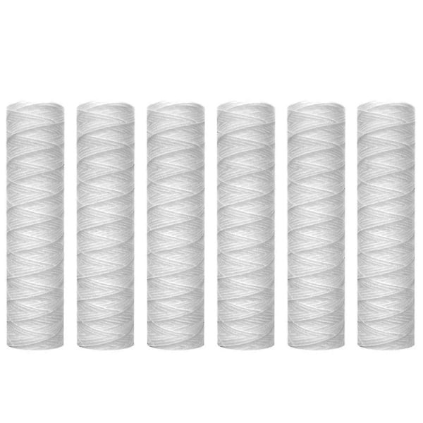 10 Mikron Trådlindat Vattenfilter Patron 10x2.5\" - 6-pack för Hela Husets Filtrering (Universell Passform)