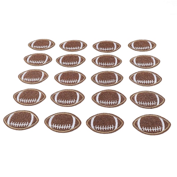 20 stk. Rugby Form Broderet Mærke Multifunktionel Mode DIY Selvklæbende Fodboldmærke til T-shirts Jakker Bukser Hatte Tasker