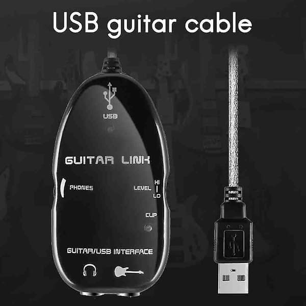 USB Gitarrkabel Gitarr till USB Interface Kabel Ljudlänk för PC Inspelningsadapter Gitarrspelare