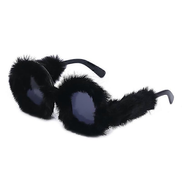 Dame Plys Fuzzet Runde Solbriller Punk Bløde Velour Shades Damer Håndlavet Fest Cosplay Briller