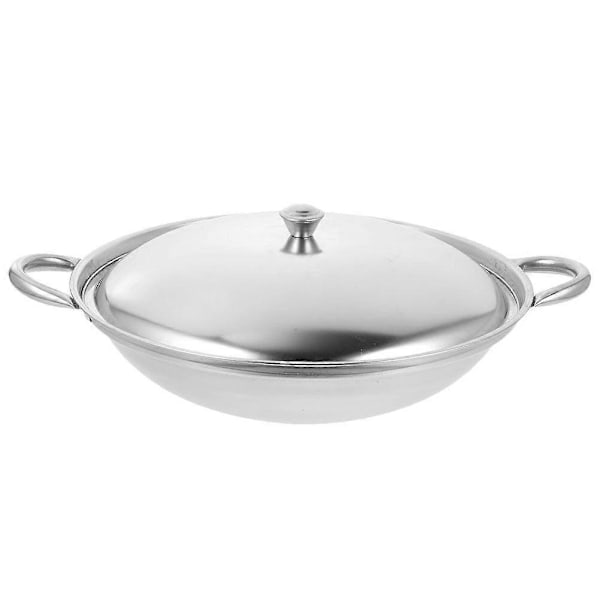 Köksgryta Rostfritt Stål Wok Portabel Metallgryta Med Dubbla Handtag