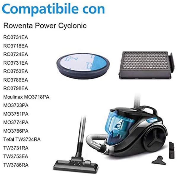 4 stk. Hepa til Cyclonic Power Series Ro3753ea, Ro3731ea, Ro3786ea / Til / Compact