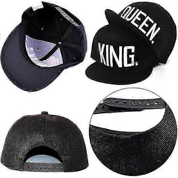 Baseballkasket med bogstaver, til par broderet rapperkasket med bogstavprint - pakke med 2, sort