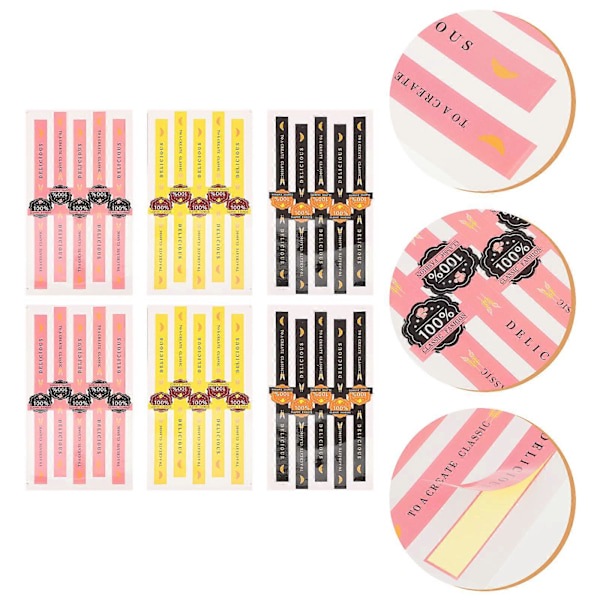 50 stk. Gaveklistremerker Selvklebende Pakkeklistremerker Strip Form Forseglingsmerker (10 stk. Rosa, 10 stk. Svart, 30 stk. Gul for hver 50 stk.)