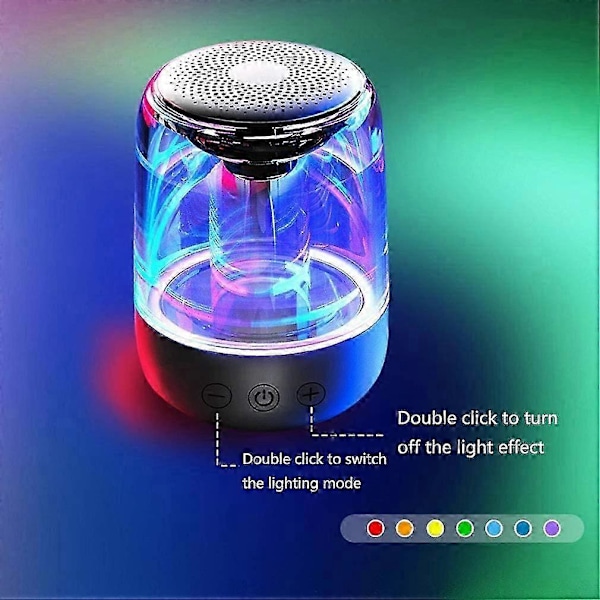 Kannettava Bluetooth-kaiutin, 5.0, 1000 mAh akku, 5 tunnin toistoaika, 5 W korkea suorituskyky, TWS langaton, LED-valot, valkoinen