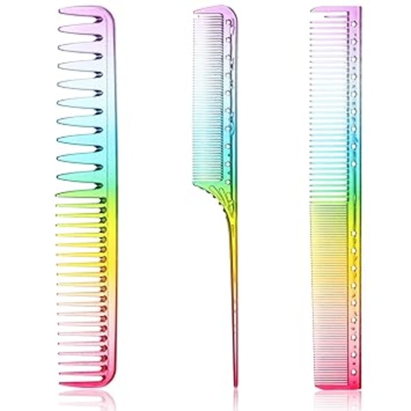 3 Pieces Fine Cutting(Rainbow Color) Comb Salon Hairdressing Com