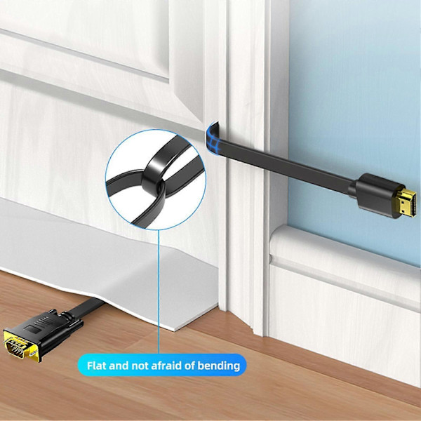 Konverterkabel Hög Upplösning Snabb Överföring Plug Play HDMI-kompatibel Hane till VGA PVC Videoadapterkabel för Laptop