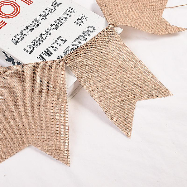 15 Delar Jute Bunting Banner, Perfekt DIY Dekoration Triangel Flagga för Bröllop, Baby Shower, Födelsedag, Fest och Helgdag