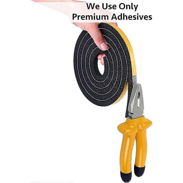 Selvklebende tetningslist av skumtape 12mm(B) x 6mm(T) 2 ruller, totalt 10M lang