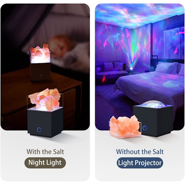 #Svart projektor saltlampe nattlys 2 i 1#