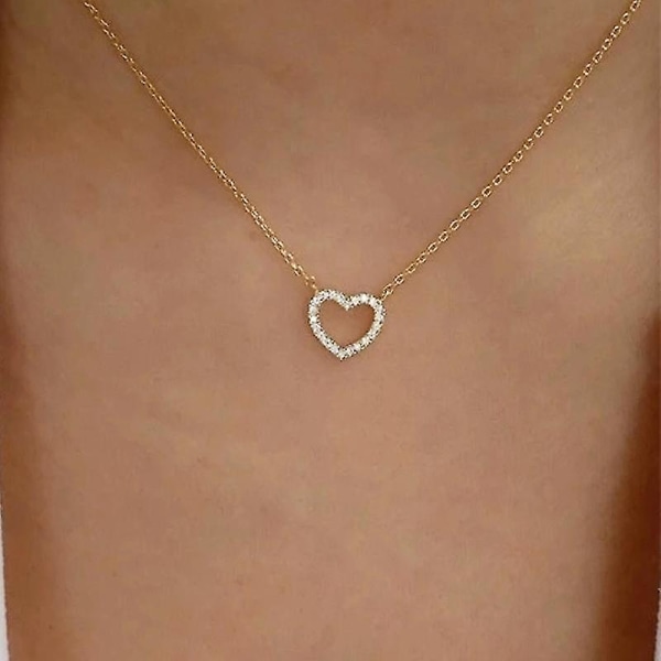 Nytt trendigt flerlagers hjärta fjärilshalsband för kvinnor mode guld silver färg geometrisk kedja krage halsband smycken gåva
