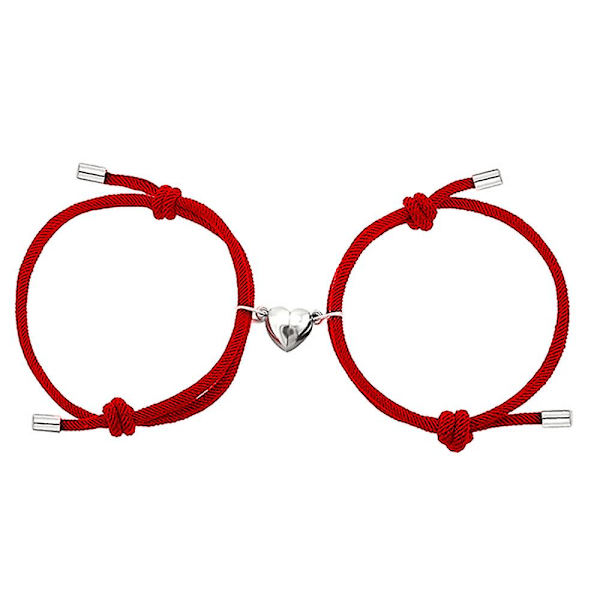 Par-Bracelet med Magnetisk Charm-Hänge, Flätat Snöre