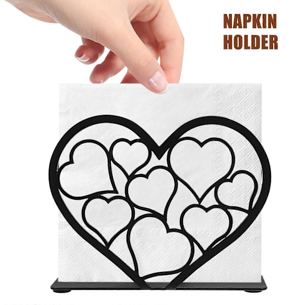 Valentinsdag Servietholder Bord Iron Art Hjerteformet Papirholder Servietvævsstativ