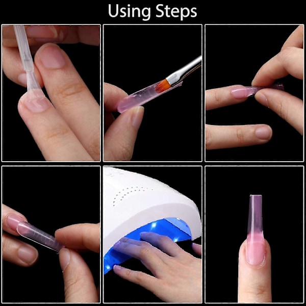 120 kpl Dual Nail Forms -setti Geelikynsien muotit Jatkokynsimuotit Arkku-geelikynsille akryylikynsille, 12 kokoa asteikolla ja kynsipidikkeet, geelisivellin