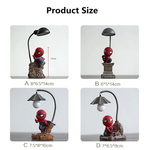 Resinfigurer av Avengers-figurer i tecknad stil, Spider-Man nattlampa