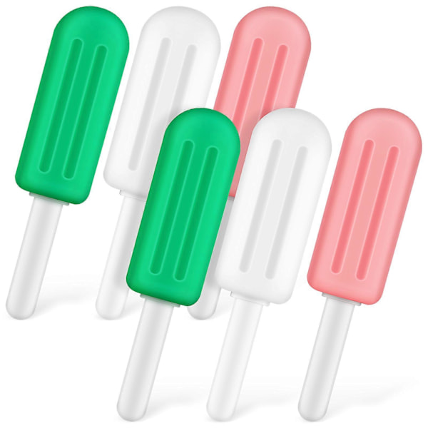 6 st Popsicle-formade tuggleksaker i silikon med grepphandtag, bettskenor, aligner chewies