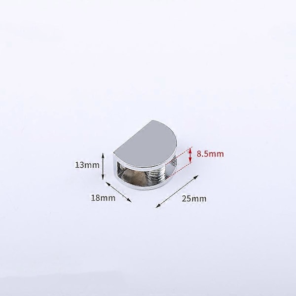 Glassklemme Glasshylle Brakett Veggmontert Hylleholder Justerbar Fiksering, Adaptiv 6-8mm Tykkelse Glass, 4 Stk, 25*18*13mm