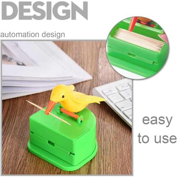 2-pack Fågelformad Automatisk Tandpetare Dispenser för Hem, Bord