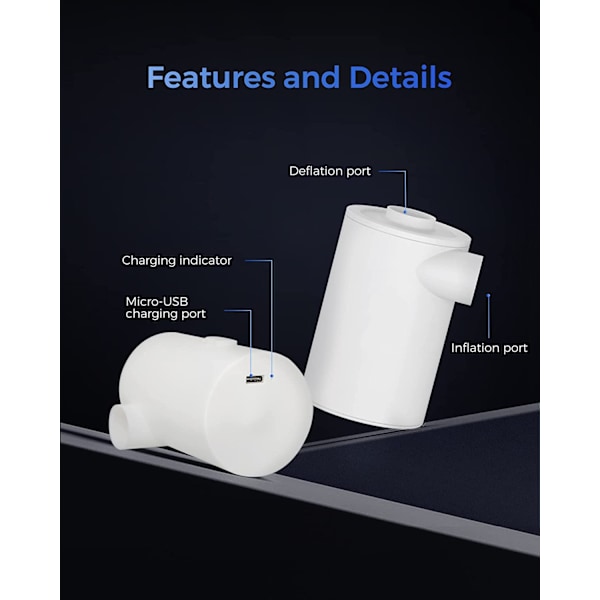 Bærbar Luftpumpe fra 2020 med 3600mAH Batteri USB Opladbar Luft
