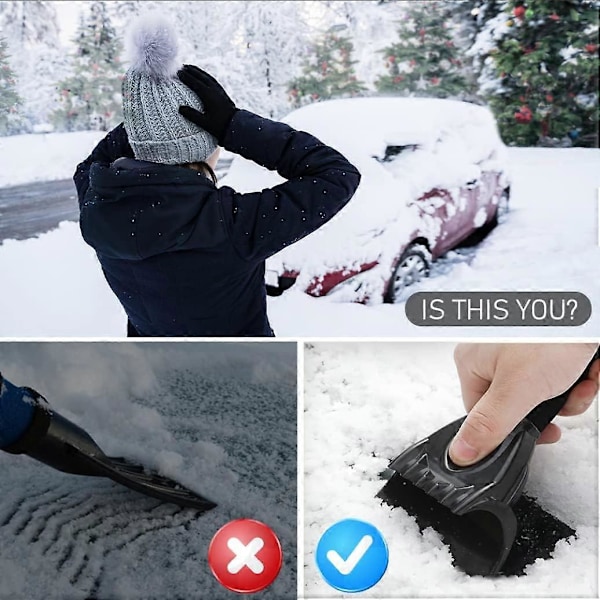2 isskraper, frostskraper plastskraper med anti-skli håndtak multifunksjonelt verktøydesign - svart 25,5cm