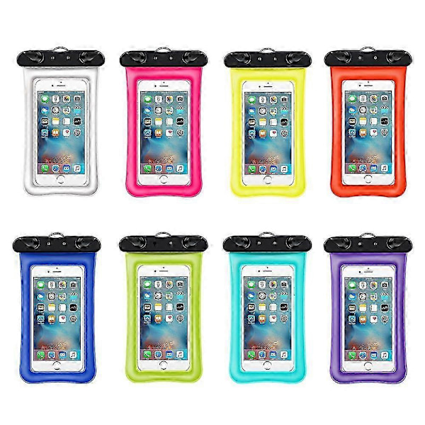 8 Stykker Vanntett Telefonpose Gjennomsiktig Vanntett Mobiltelefonveske med Snøring Universal PVC-Telefon